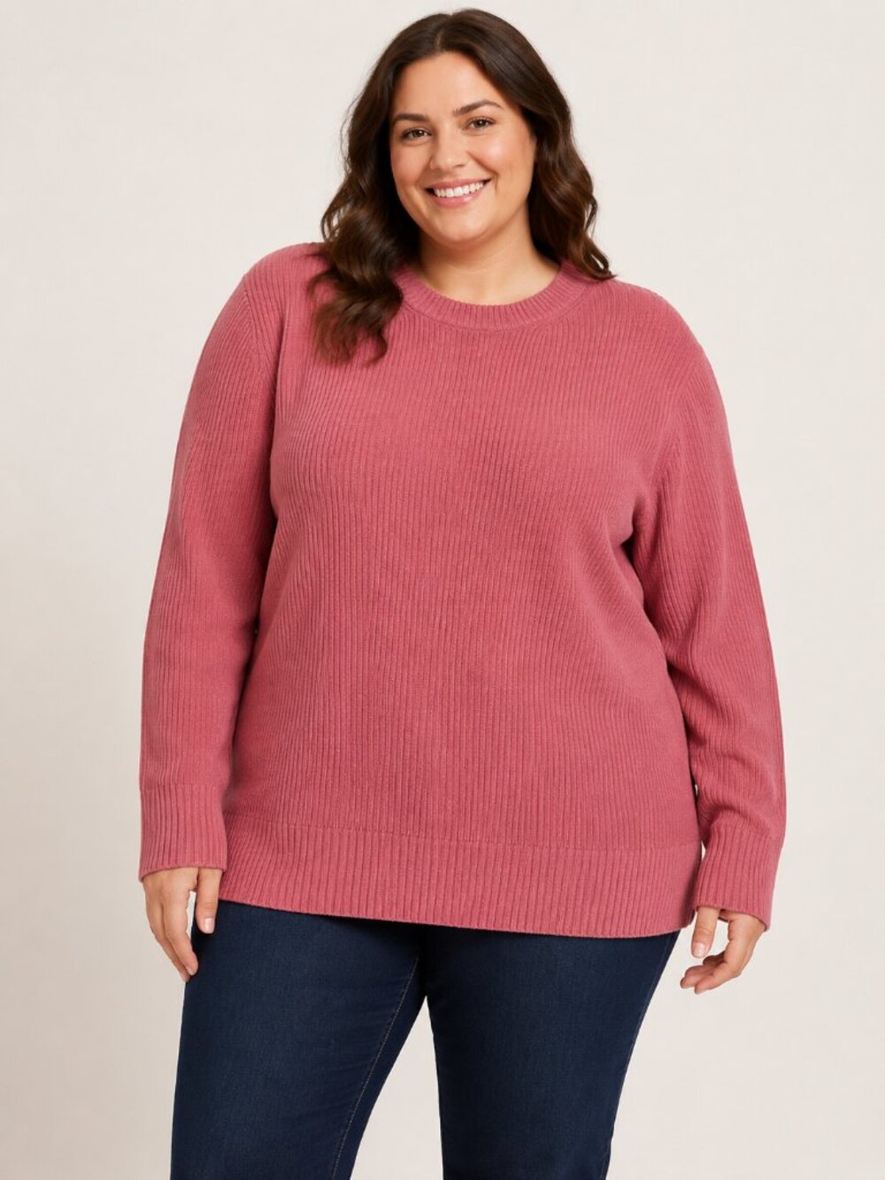 Ava & Viv Mauve Shaker Knit Crewneck Pullover Sweater Plus 4X NWT